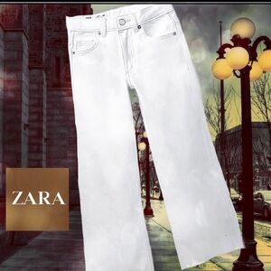 Zara White Denim Jeans Button Up